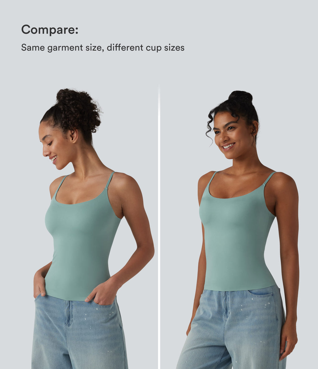 Scoop Neck Built-in Bra Casual Tank Top B-E Cups — Clear Green — view 5