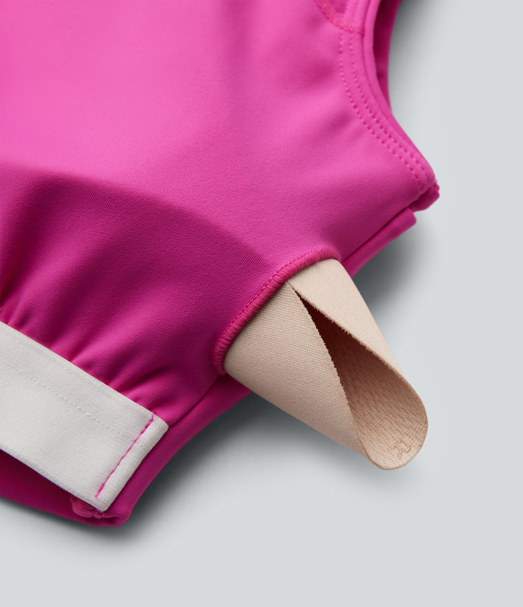 Airy Round Neck Built-in Bra Sleeveless InstantCool Cropped Yoga Sports Top — Fuchsia Fedora — view 8