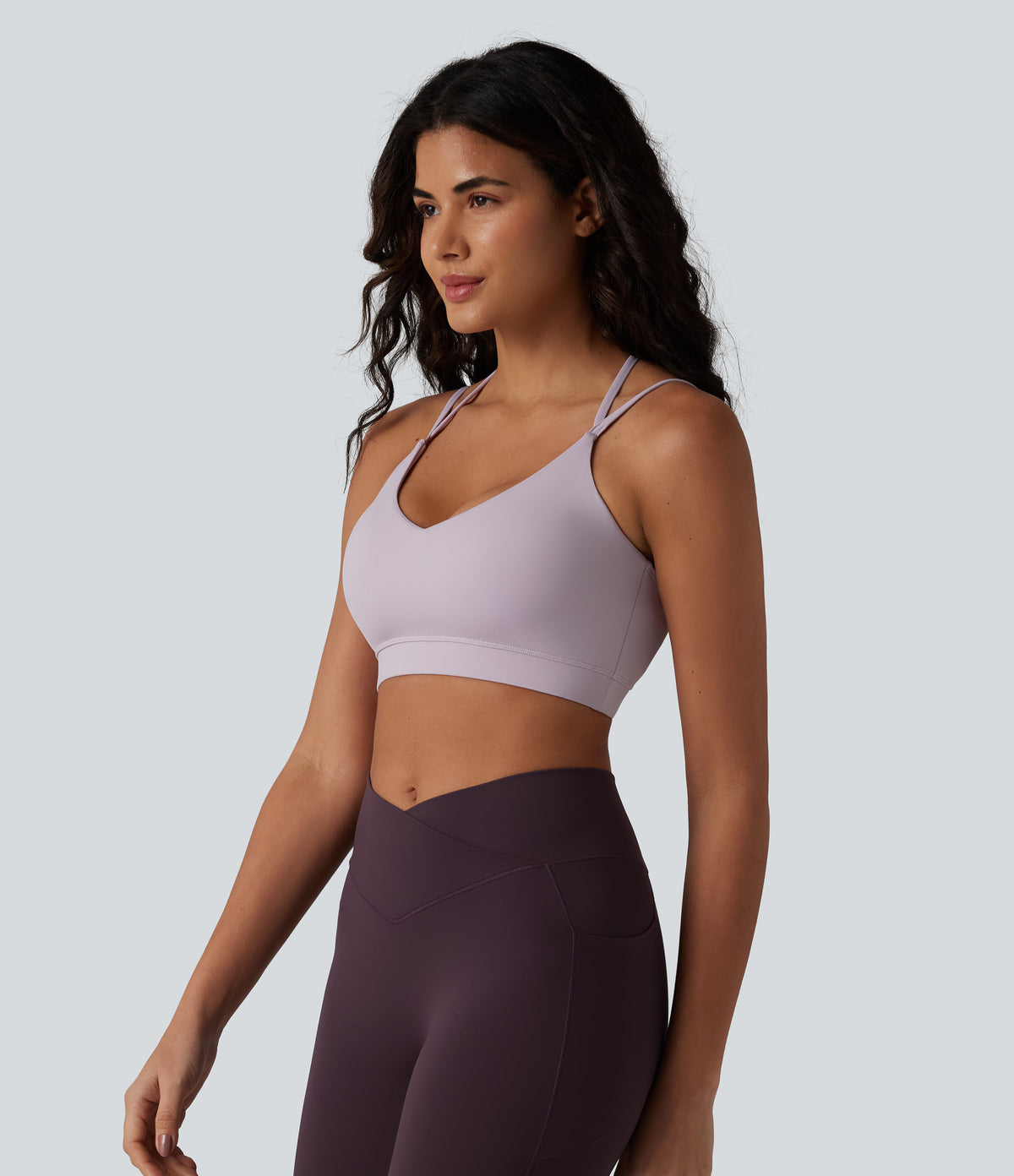 Low Support Built-in Bra Yoga Sports Bra — Lilac Marble — view 3