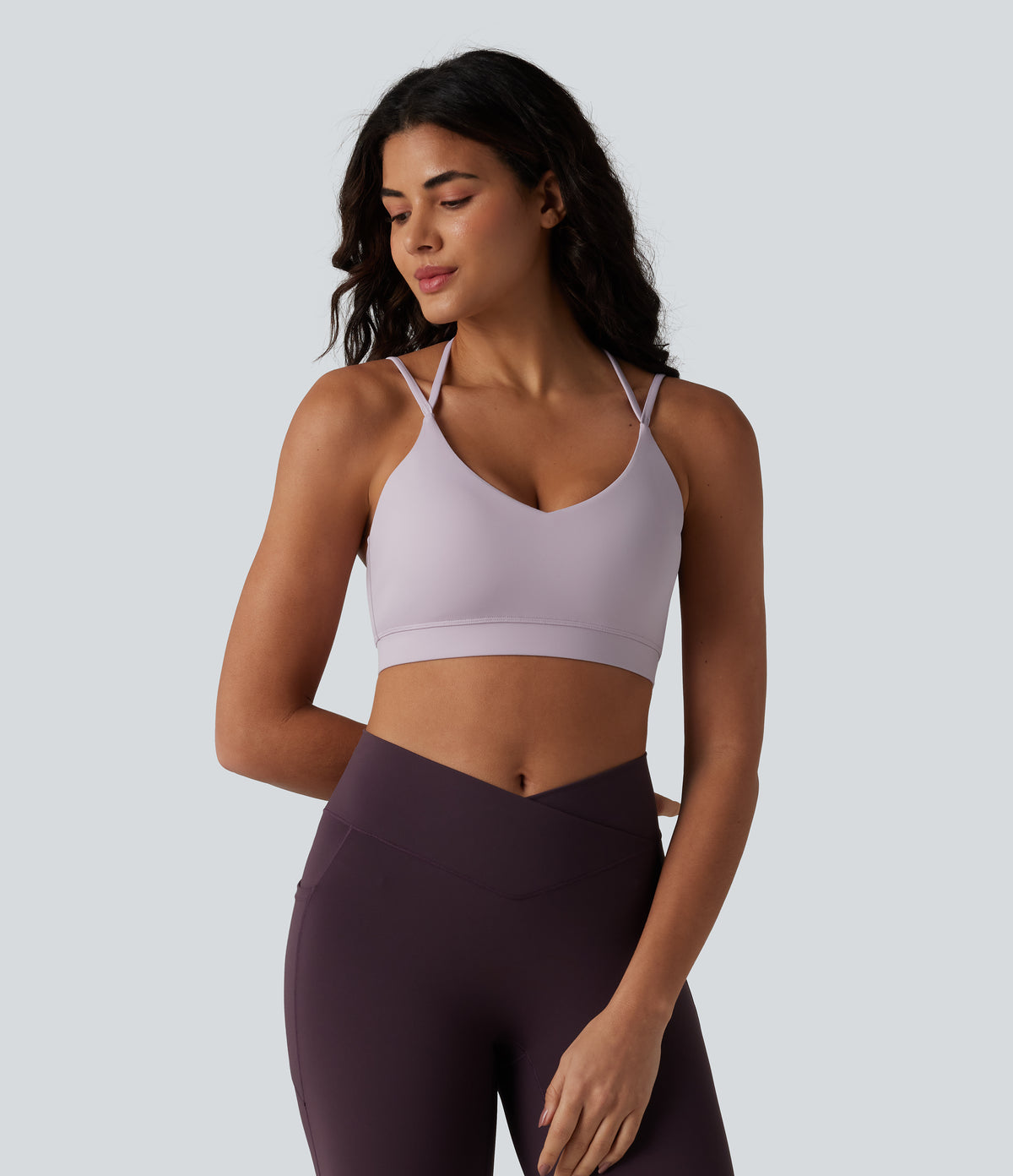 Low Support Built-in Bra Yoga Sports Bra — Lilac Marble — view 2