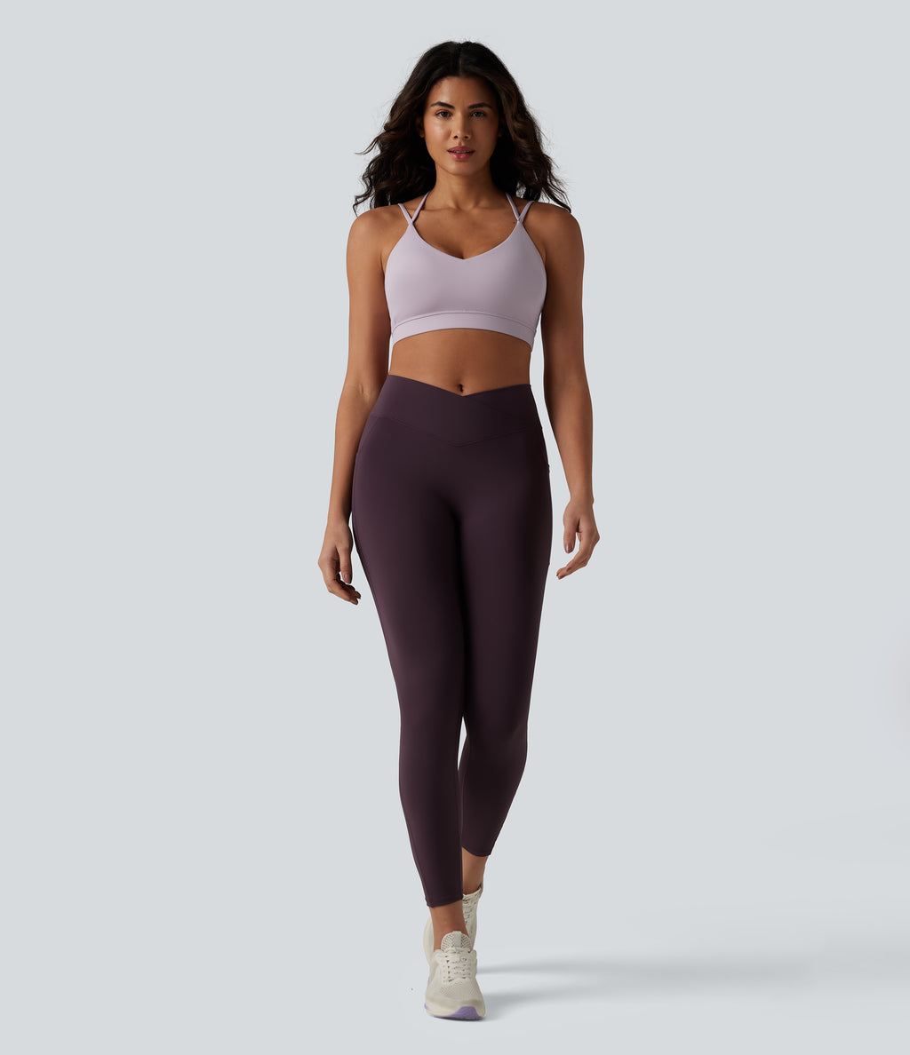 Low Support Built-in Bra Yoga Sports Bra — Lilac Marble — view 6