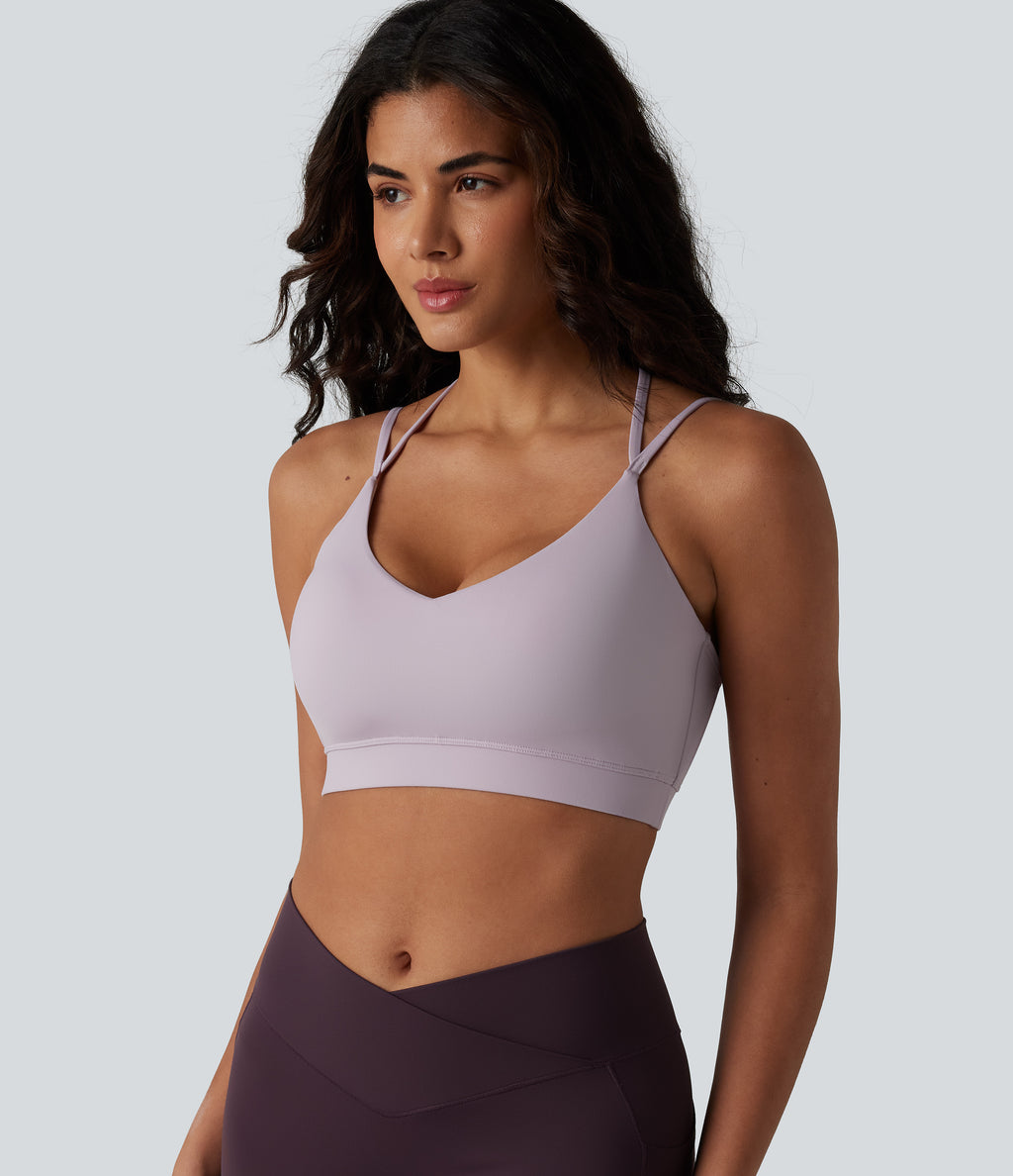 Low Support Built-in Bra Yoga Sports Bra — Lilac Marble — view 5