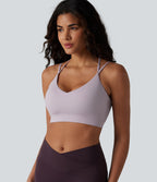 Low Support Built-in Bra Yoga Sports Bra — Lilac Marble — view 5
