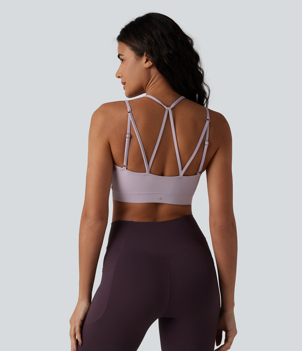 Low Support Built-in Bra Yoga Sports Bra — Lilac Marble — view 4
