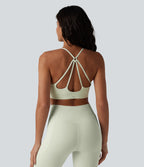 Low Support U Neck Built-in Bra Yoga Sports Bra — Icicle — view 4
