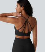Low Support U Neck Built-in Bra Yoga Sports Bra — Black — view 7