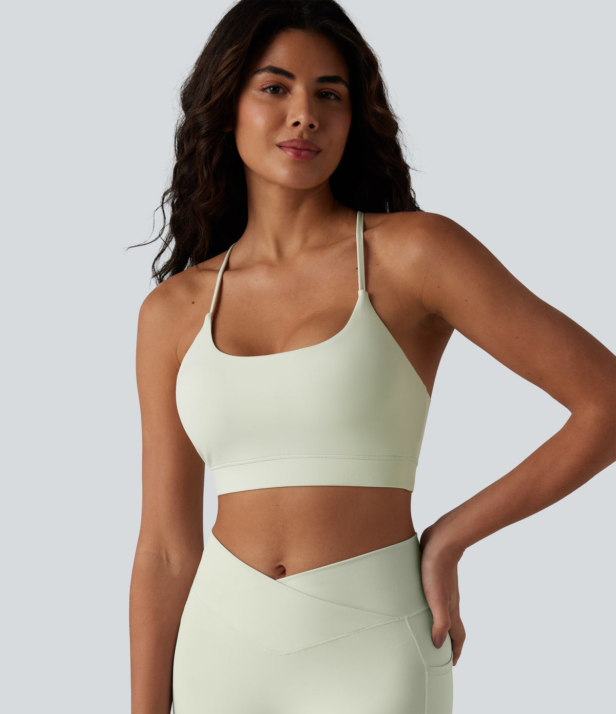 Low Support U Neck Built-in Bra Yoga Sports Bra — Icicle — view 5