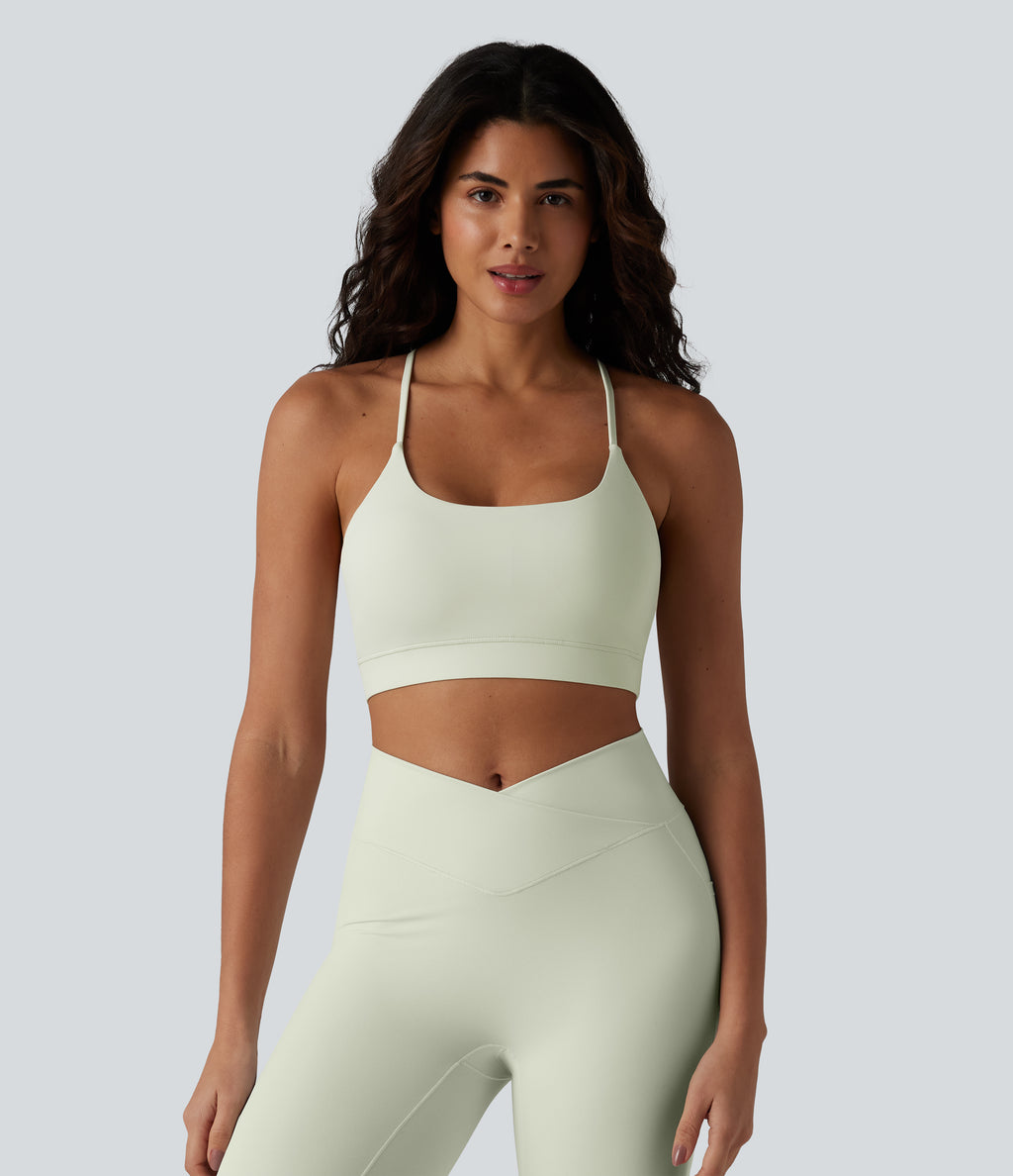 Low Support U Neck Built-in Bra Yoga Sports Bra — Icicle — view 2