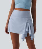 High Waisted Ruffle 2-in-1 Quick Dry Mini Dance Skirt with Pockets — Ballad Blue — view 5