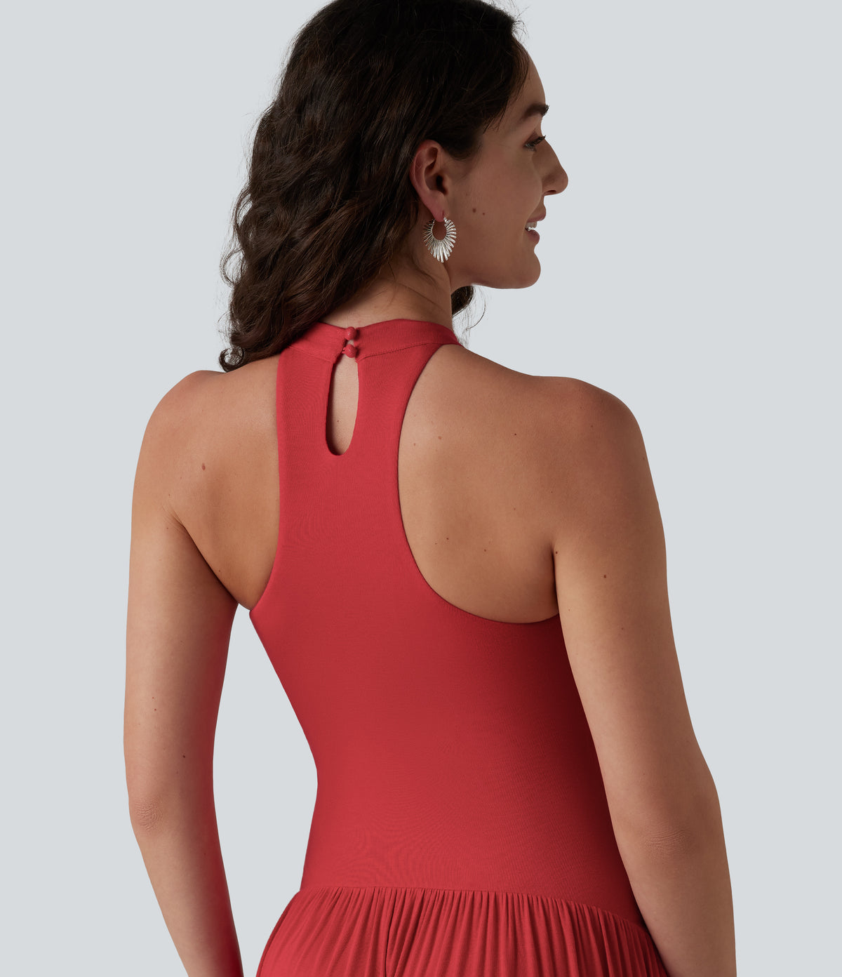 Ribbed Racerback Built-in Bra Maxi Dress with Pockets — Rubicondo — view 4