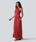 Ribbed Racerback Built-in Bra Maxi Dress with Pockets — Rubicondo — view 3