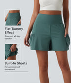 Airy High Waisted Tummy Control 2-in-1 InstantCool Workout Shorts 5'' with Pockets — Blue Spruce — view 1