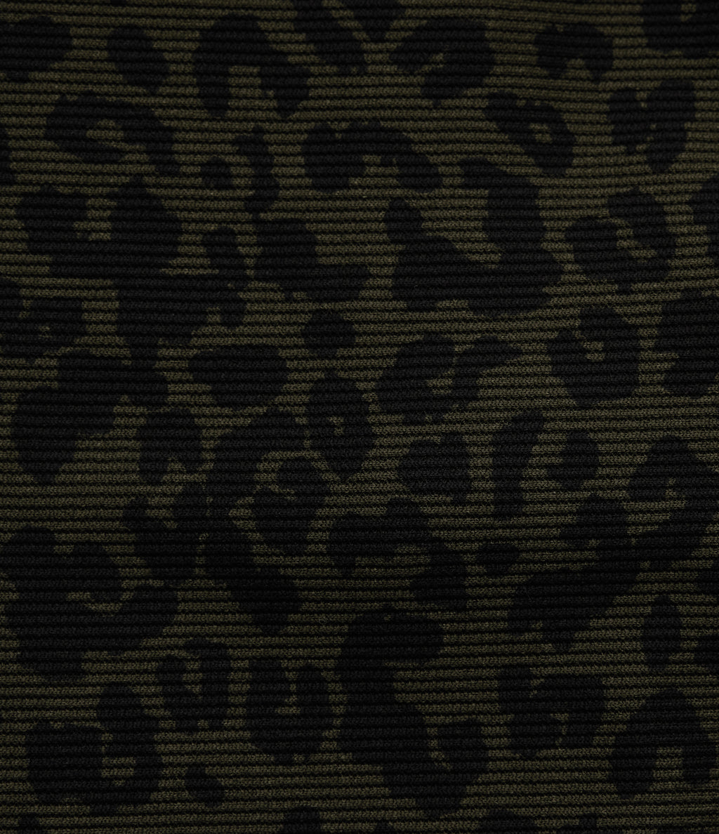 High Waisted Tummy Control Ruched Curved Hem 2-in-1 Leopard Print Mini Bodycon Casual Skirt — Olive Noir — view 8