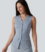 Airy V Neck InstantCool Casual Vest — Snowflake Blue — view 1