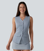 Airy V Neck InstantCool Casual Vest — Snowflake Blue — view 4