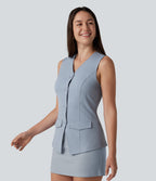 Airy V Neck InstantCool Casual Vest — Snowflake Blue — view 3