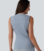 Airy V Neck InstantCool Casual Vest — Snowflake Blue — view 5