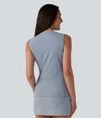 Airy V Neck InstantCool Casual Vest — Snowflake Blue — view 2