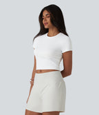 Airy Round Neck Short Sleeve Cut-Out Back Breathable Mesh InstantCool Running Sports Top — White — view 3