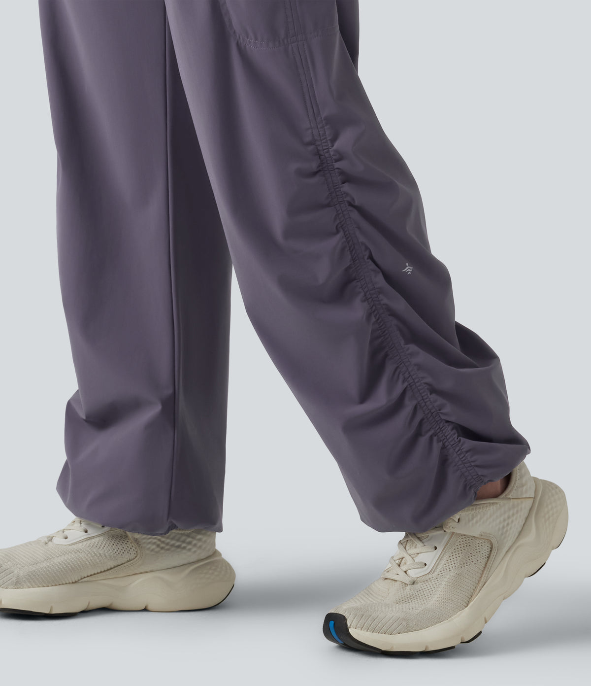 Mid Rise Adjustable Drawcord Ruched Quick Dry Running Cargo Joggers with Pockets — Charcoal Blue — view 6