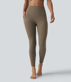 Ribbed High Waisted Tummy Control Yoga Leggings with Pockets — Dawn Brown — view 3