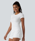 Round Neck Short Sleeve InstantCool Running Sports Top with Pockets-UPF50+ — White — view 3