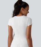 Round Neck Short Sleeve InstantCool Running Sports Top with Pockets-UPF50+ — White — view 6