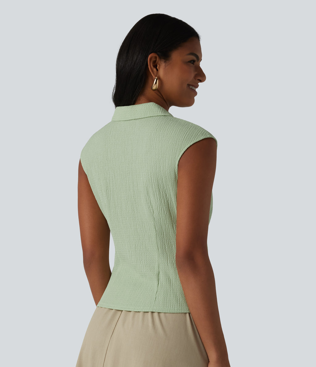 Sleeveless Casual Shirt — Laurel Green — view 2