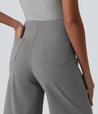 High Waisted Work Bermuda Shorts with Pockets — Silent Storm — view 5