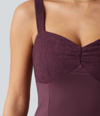 Airy Contrast Lace Tie Back InstantCool Mini Casual Dress — Fig — view 6