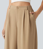 High Waisted Waffle Casual Balloon Joggers with Pockets — Brush — view 4