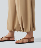 High Waisted Waffle Casual Balloon Joggers with Pockets — Brush — view 5