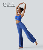 High Waisted Drawstring Dance Balloon Pants with Pockets — Beaucoup Blue — view 6