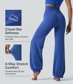 High Waisted Drawstring Dance Balloon Pants with Pockets — Beaucoup Blue — view 1