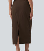 Ribbed Round Neck Sleeveless Built-in Bra Bodycon Midi Casual Dress — Flamewood Brown — view 5