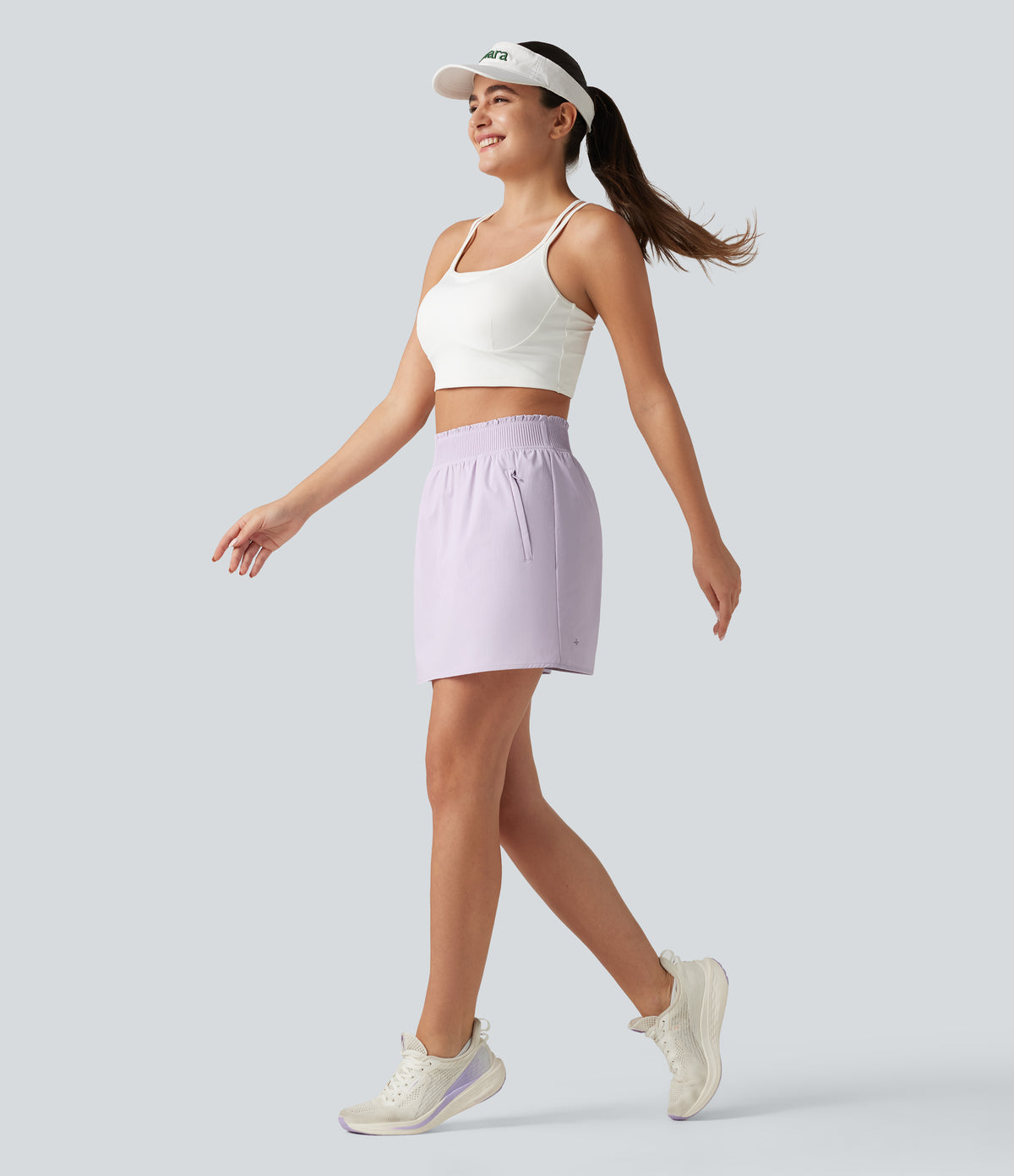 High Waisted 2-in-1 Mini Tennis Skirt with Pockets — Orchid Petal — view 8