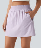High Waisted 2-in-1 Mini Tennis Skirt with Pockets — Orchid Petal — view 6