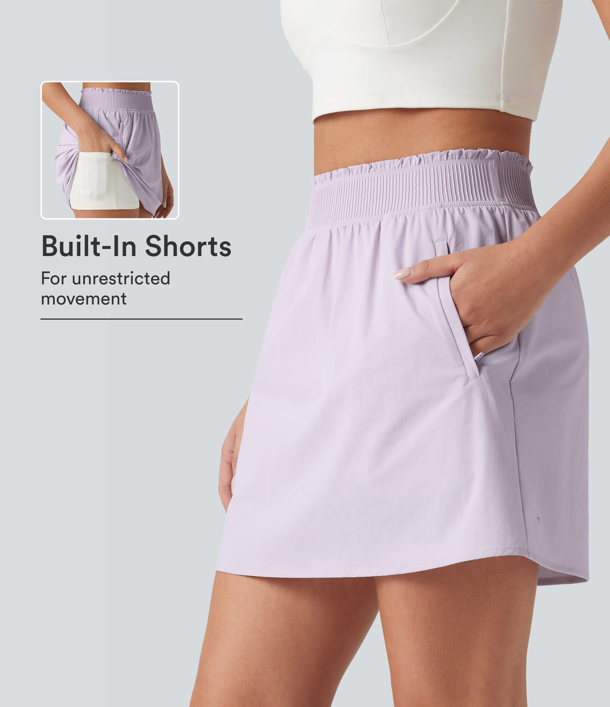 High Waisted 2-in-1 Mini Tennis Skirt with Pockets — Orchid Petal — view 1