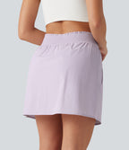 High Waisted 2-in-1 Mini Tennis Skirt with Pockets — Orchid Petal — view 2