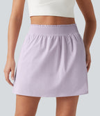 High Waisted 2-in-1 Mini Tennis Skirt with Pockets — Orchid Petal — view 3