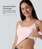 Airy U-Neck Adjustable Straps Built-in Bra Casual Tank Top B-D Cups — Primrose Pink — view 1