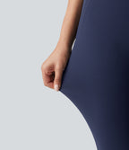 High Waisted Herringbone Golf Skinny Trousers with Pockets — Peacoat — view 4