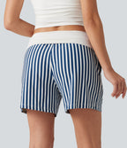 Low Rise Ruched Stripes Resort Baggy Shorts with Pockets — Mariner Crest Stripe — view 2