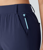 High Waisted Quick Dry Golf Cropped Joggers with Pockets — Peacoat — view 4