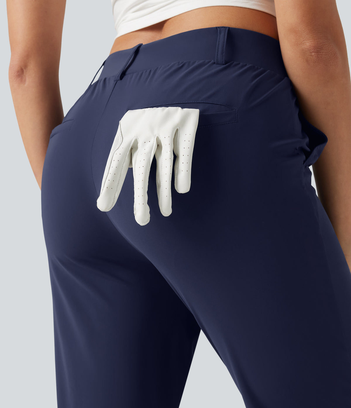 High Waisted Quick Dry Golf Cropped Joggers with Pockets — Peacoat — view 5
