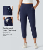 High Waisted Quick Dry Golf Cropped Joggers with Pockets — Peacoat — view 1