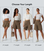 High Waisted Work Baggy Bermuda Shorts 7'' with Pockets — Sepia — view 2