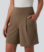 High Waisted Work Baggy Bermuda Shorts 7'' with Pockets — Sepia — view 5