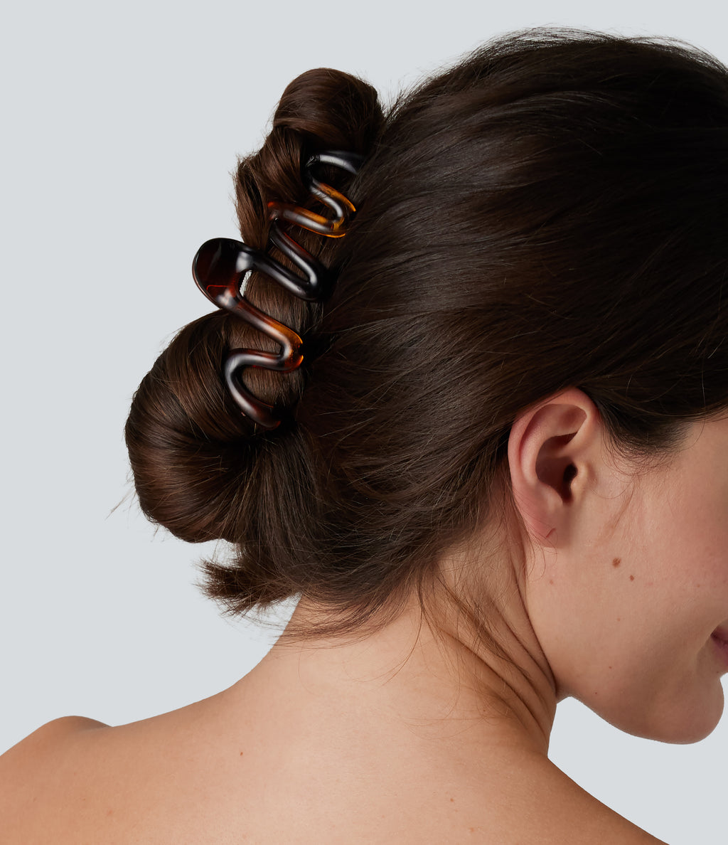 Wave-Shaped Hair Claw — Brown — view 3