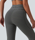Jacquard Stripe High Waisted Drawstring Yoga Leggings with Pockets — Nightwood Stripe — view 5